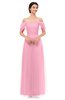 ColsBM Haven Begonia Pink Bridesmaid Dresses Zip up Off The Shoulder Sexy Floor Length Short Sleeve A-line