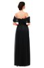 ColsBM Haven Black Bridesmaid Dresses Zip up Off The Shoulder Sexy Floor Length Short Sleeve A-line