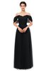 ColsBM Haven Black Bridesmaid Dresses Zip up Off The Shoulder Sexy Floor Length Short Sleeve A-line