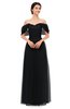 ColsBM Haven Black Bridesmaid Dresses Zip up Off The Shoulder Sexy Floor Length Short Sleeve A-line