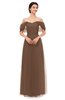 ColsBM Haven Bronze Brown Bridesmaid Dresses Zip up Off The Shoulder Sexy Floor Length Short Sleeve A-line