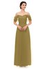 ColsBM Haven Bronze Mist Bridesmaid Dresses Zip up Off The Shoulder Sexy Floor Length Short Sleeve A-line