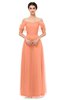 ColsBM Haven Canteloupe Bridesmaid Dresses Zip up Off The Shoulder Sexy Floor Length Short Sleeve A-line