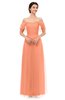 ColsBM Haven Canteloupe Bridesmaid Dresses Zip up Off The Shoulder Sexy Floor Length Short Sleeve A-line