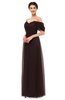 ColsBM Haven Chocolate Brown Bridesmaid Dresses Zip up Off The Shoulder Sexy Floor Length Short Sleeve A-line