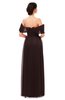ColsBM Haven Chocolate Brown Bridesmaid Dresses Zip up Off The Shoulder Sexy Floor Length Short Sleeve A-line