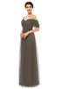 ColsBM Haven Chocolate Chip Bridesmaid Dresses Zip up Off The Shoulder Sexy Floor Length Short Sleeve A-line