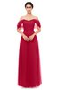 ColsBM Haven Dark Red Bridesmaid Dresses Zip up Off The Shoulder Sexy Floor Length Short Sleeve A-line