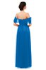 ColsBM Haven Directoire Blue Bridesmaid Dresses Zip up Off The Shoulder Sexy Floor Length Short Sleeve A-line