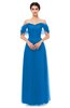 ColsBM Haven Directoire Blue Bridesmaid Dresses Zip up Off The Shoulder Sexy Floor Length Short Sleeve A-line