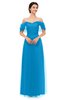 ColsBM Haven Dresden Blue Bridesmaid Dresses Zip up Off The Shoulder Sexy Floor Length Short Sleeve A-line