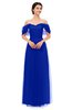 ColsBM Haven Electric Blue Bridesmaid Dresses Zip up Off The Shoulder Sexy Floor Length Short Sleeve A-line