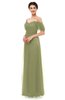 ColsBM Haven Fern Green Bridesmaid Dresses Zip up Off The Shoulder Sexy Floor Length Short Sleeve A-line