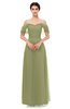 ColsBM Haven Fern Green Bridesmaid Dresses Zip up Off The Shoulder Sexy Floor Length Short Sleeve A-line