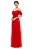 ColsBM Haven Fiery Red Bridesmaid Dresses Zip up Off The Shoulder Sexy Floor Length Short Sleeve A-line
