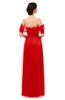 ColsBM Haven Fiery Red Bridesmaid Dresses Zip up Off The Shoulder Sexy Floor Length Short Sleeve A-line