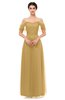 ColsBM Haven Gold Bridesmaid Dresses Zip up Off The Shoulder Sexy Floor Length Short Sleeve A-line