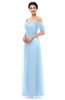 ColsBM Haven Ice Blue Bridesmaid Dresses Zip up Off The Shoulder Sexy Floor Length Short Sleeve A-line