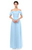 ColsBM Haven Ice Blue Bridesmaid Dresses Zip up Off The Shoulder Sexy Floor Length Short Sleeve A-line