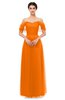 ColsBM Haven Orange Bridesmaid Dresses Zip up Off The Shoulder Sexy Floor Length Short Sleeve A-line
