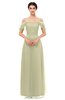 ColsBM Haven Pale Olive Bridesmaid Dresses Zip up Off The Shoulder Sexy Floor Length Short Sleeve A-line