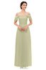 ColsBM Haven Pale Olive Bridesmaid Dresses Zip up Off The Shoulder Sexy Floor Length Short Sleeve A-line