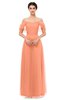 ColsBM Haven Peach Bridesmaid Dresses Zip up Off The Shoulder Sexy Floor Length Short Sleeve A-line