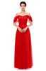 ColsBM Haven Red Bridesmaid Dresses Zip up Off The Shoulder Sexy Floor Length Short Sleeve A-line