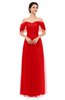 ColsBM Haven Red Bridesmaid Dresses Zip up Off The Shoulder Sexy Floor Length Short Sleeve A-line