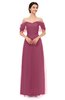 ColsBM Haven Rose Wine Bridesmaid Dresses Zip up Off The Shoulder Sexy Floor Length Short Sleeve A-line