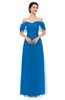 ColsBM Haven Royal Blue Bridesmaid Dresses Zip up Off The Shoulder Sexy Floor Length Short Sleeve A-line