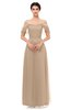 ColsBM Haven Rugby Tan Bridesmaid Dresses Zip up Off The Shoulder Sexy Floor Length Short Sleeve A-line