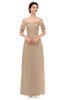 ColsBM Haven Rugby Tan Bridesmaid Dresses Zip up Off The Shoulder Sexy Floor Length Short Sleeve A-line
