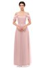 ColsBM Haven Silver Pink Bridesmaid Dresses Zip up Off The Shoulder Sexy Floor Length Short Sleeve A-line