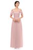 ColsBM Haven Silver Pink Bridesmaid Dresses Zip up Off The Shoulder Sexy Floor Length Short Sleeve A-line