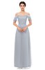ColsBM Haven Silver Bridesmaid Dresses Zip up Off The Shoulder Sexy Floor Length Short Sleeve A-line