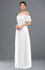 ColsBM Haven White Bridesmaid Dresses Zip up Off The Shoulder Sexy Floor Length Short Sleeve A-line