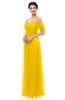 ColsBM Haven Yellow Bridesmaid Dresses Zip up Off The Shoulder Sexy Floor Length Short Sleeve A-line