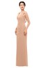 ColsBM Regina Almost Apricot Bridesmaid Dresses Mature V-neck Sleeveless Buttons Zip up Floor Length