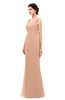 ColsBM Regina Almost Apricot Bridesmaid Dresses Mature V-neck Sleeveless Buttons Zip up Floor Length