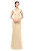 ColsBM Regina Apricot Gelato Bridesmaid Dresses Mature V-neck Sleeveless Buttons Zip up Floor Length
