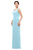 ColsBM Regina Aqua Bridesmaid Dresses Mature V-neck Sleeveless Buttons Zip up Floor Length