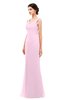 ColsBM Regina Baby Pink Bridesmaid Dresses Mature V-neck Sleeveless Buttons Zip up Floor Length