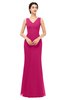 ColsBM Regina Beetroot Purple Bridesmaid Dresses Mature V-neck Sleeveless Buttons Zip up Floor Length