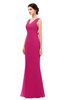 ColsBM Regina Beetroot Purple Bridesmaid Dresses Mature V-neck Sleeveless Buttons Zip up Floor Length