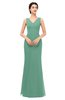 ColsBM Regina Beryl Green Bridesmaid Dresses Mature V-neck Sleeveless Buttons Zip up Floor Length