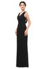 ColsBM Regina Black Bridesmaid Dresses Mature V-neck Sleeveless Buttons Zip up Floor Length