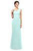 ColsBM Regina Blue Glass Bridesmaid Dresses Mature V-neck Sleeveless Buttons Zip up Floor Length