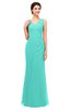 ColsBM Regina Blue Turquoise Bridesmaid Dresses Mature V-neck Sleeveless Buttons Zip up Floor Length