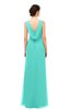ColsBM Regina Blue Turquoise Bridesmaid Dresses Mature V-neck Sleeveless Buttons Zip up Floor Length